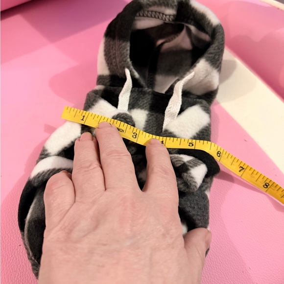 Hooded Dog Sweatshirt - Black & White Checkered Zipper Pocket SZ XS - Picture 6 of 6